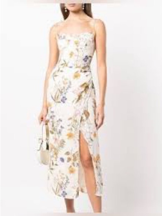 Reformation Dresses & Skirts - Reformation Kourtney Cream Floral Midi Dress Sweetheart Slit Size 12